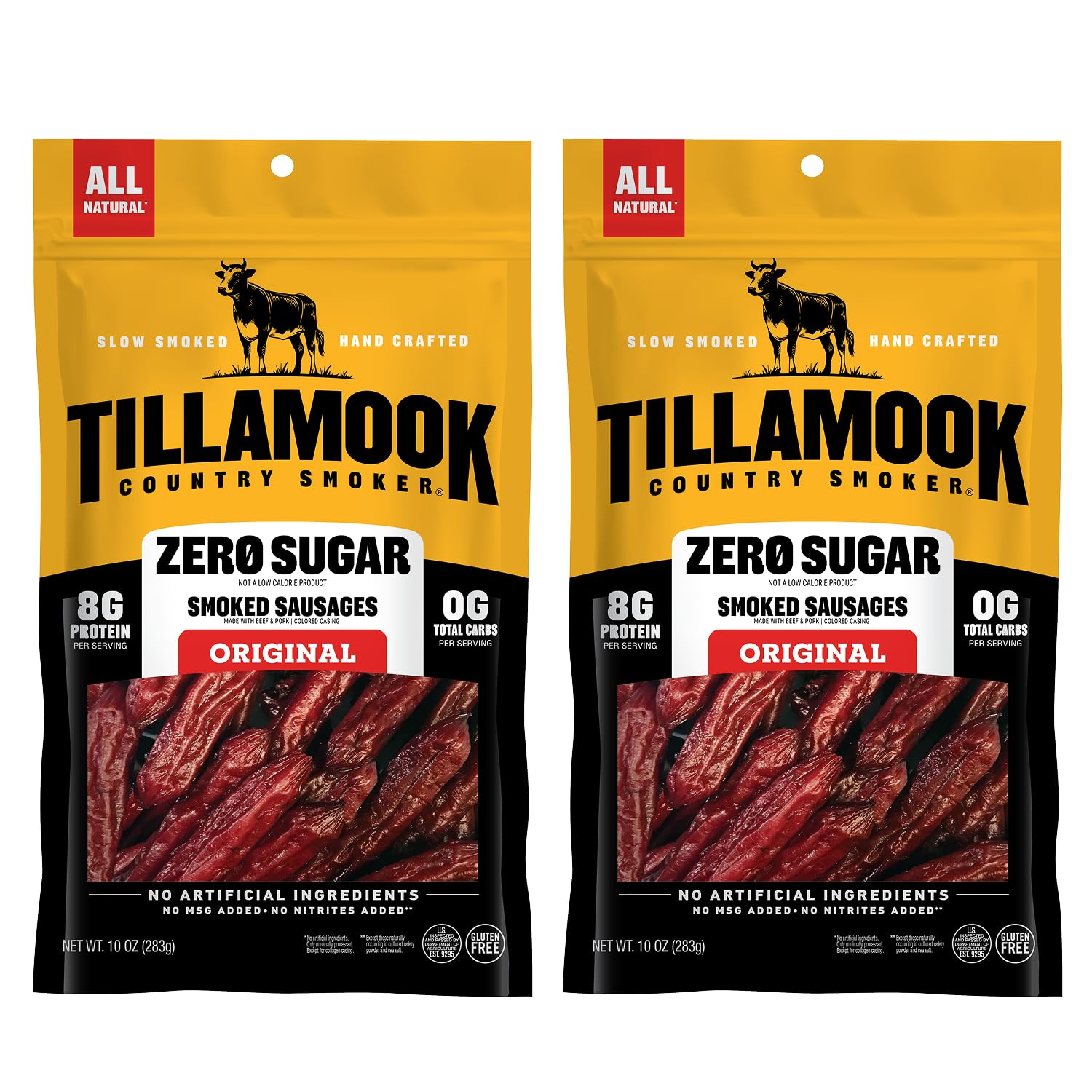 Tillamook Country Smoker Zero Sugar Original Keto Friendly Smoked Sausages, 10 O