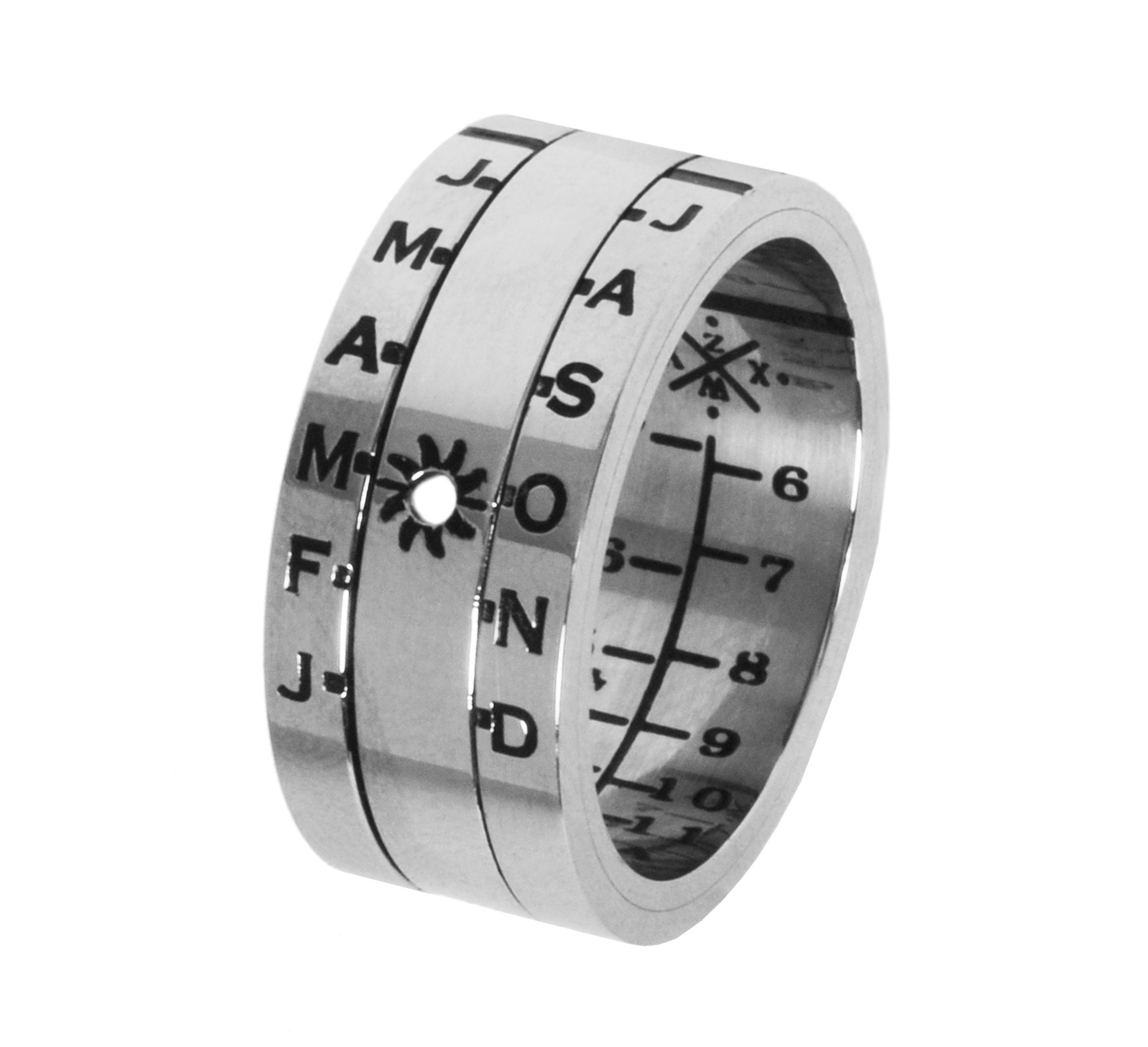 Retroworks Sundial Ring Silver Finish (Size 10, Silver)