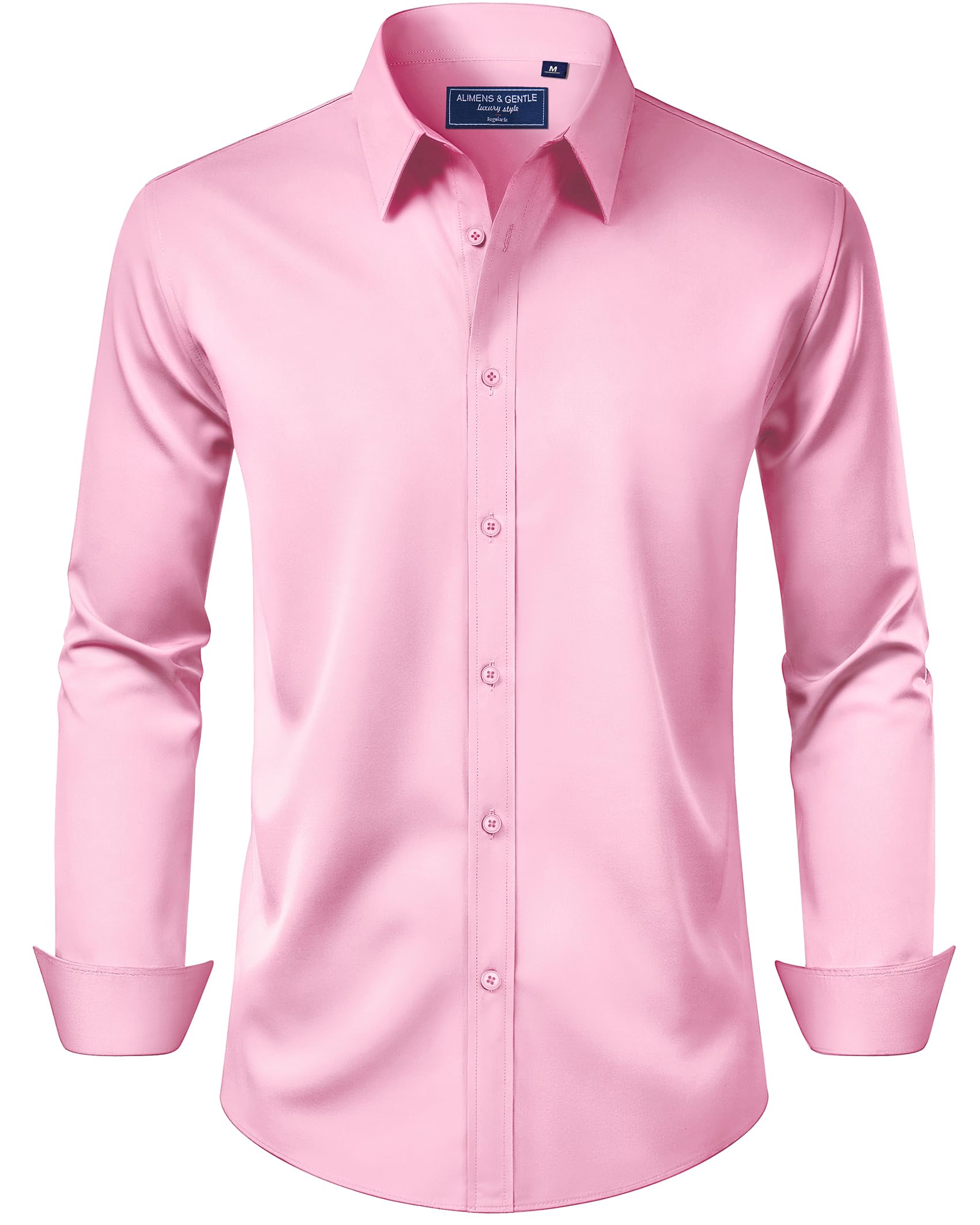 Alimens & Gentle Men's Dress Shirt Regular Fit Stretch Stain Shield Long Sleeve 
