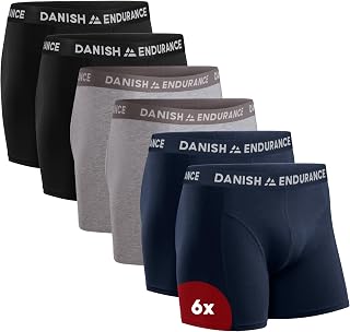 DANISH ENDURANCE Mens Boxer Briefs, Soft Cotton, w/or w/o Fly, 6 & 10-Pack