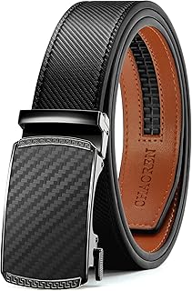 CHAOREN Men's Leather Ratchet Belt - Customizable Fit (35mm) | Smooth Sliding, Precise Micro‑Adjust, Trim to Fit, Dress & Casual Wear, Gift Box