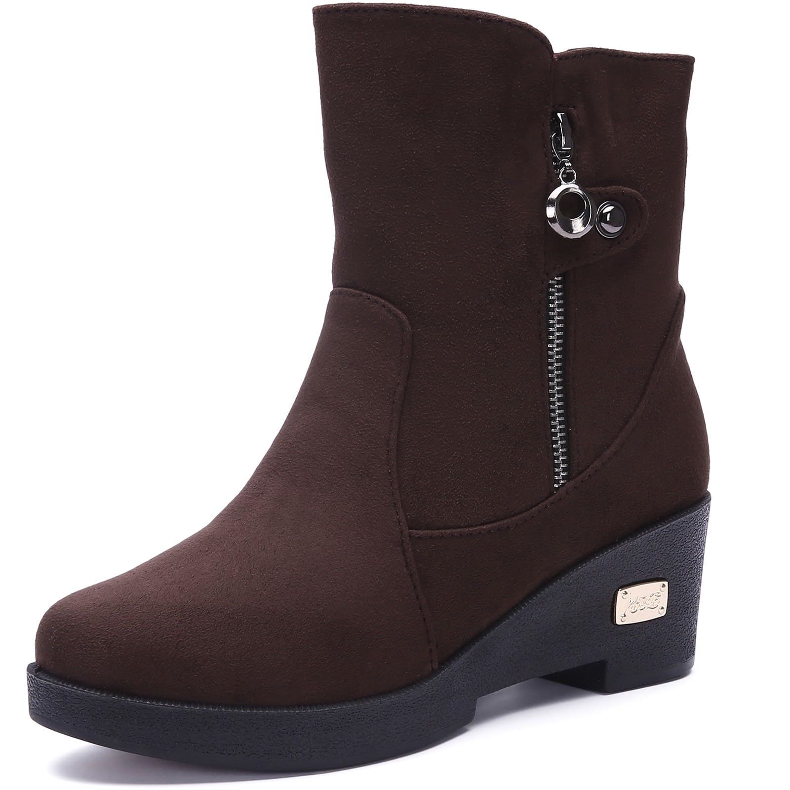 Gaatpot Women's Winter Boots with Wedge Heel, Coffee, 40eu=41CN