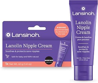 Lansinoh Lanolin Nipple Cream, 1.41 Ounces | Safe for Breastfeeding Baby, 100% Natural Nipple Butter, Breastfeeding Essentials, Postpartum Moms