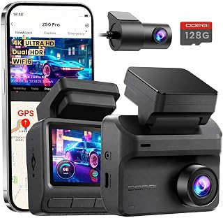 DDPAI Z50 Pro 4K+1080P Dash Cam Front and Rear,Dual HDR 128GB Card Included