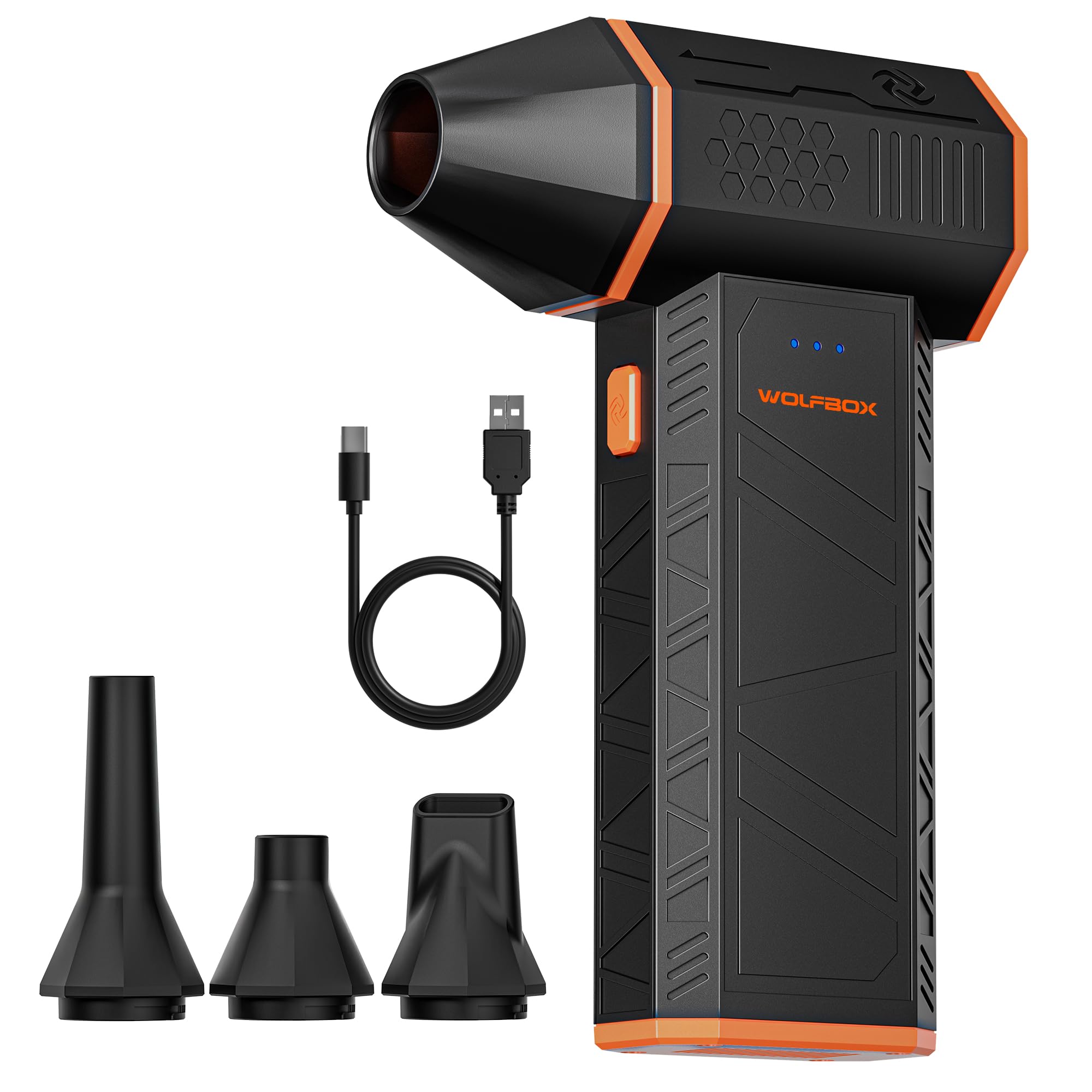 WOLFBOX MegaFlow 50 Electric Air Duster, 110000 RPM, Cordless, 3-Speed | With ba