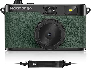 Maxmango D53 Vintage Digital Camera - Retro Digital Camera 12MP Screenless Vintage Camera Disposable Camera Replacement Includes 8GB SD Card Green