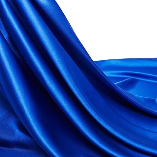 Royal Blue Silk-Like Satin Fabric by The Yard, 1 Yard, 55 Inch Wide | Shiny Soft Silky Smooth Charmeuse Satin, Bridal Dress Fabric, Wedding Decor, Sewing Crafts, DIY Projects, Wrinkle Resistant