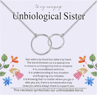 Ukodnus Unbiological Sister Necklace for Her, Best Friend Gift for Female, Friendship Jewelry Gifts for Soul Sister, BFF Gift, Interlocking Circles Necklace for Bestie