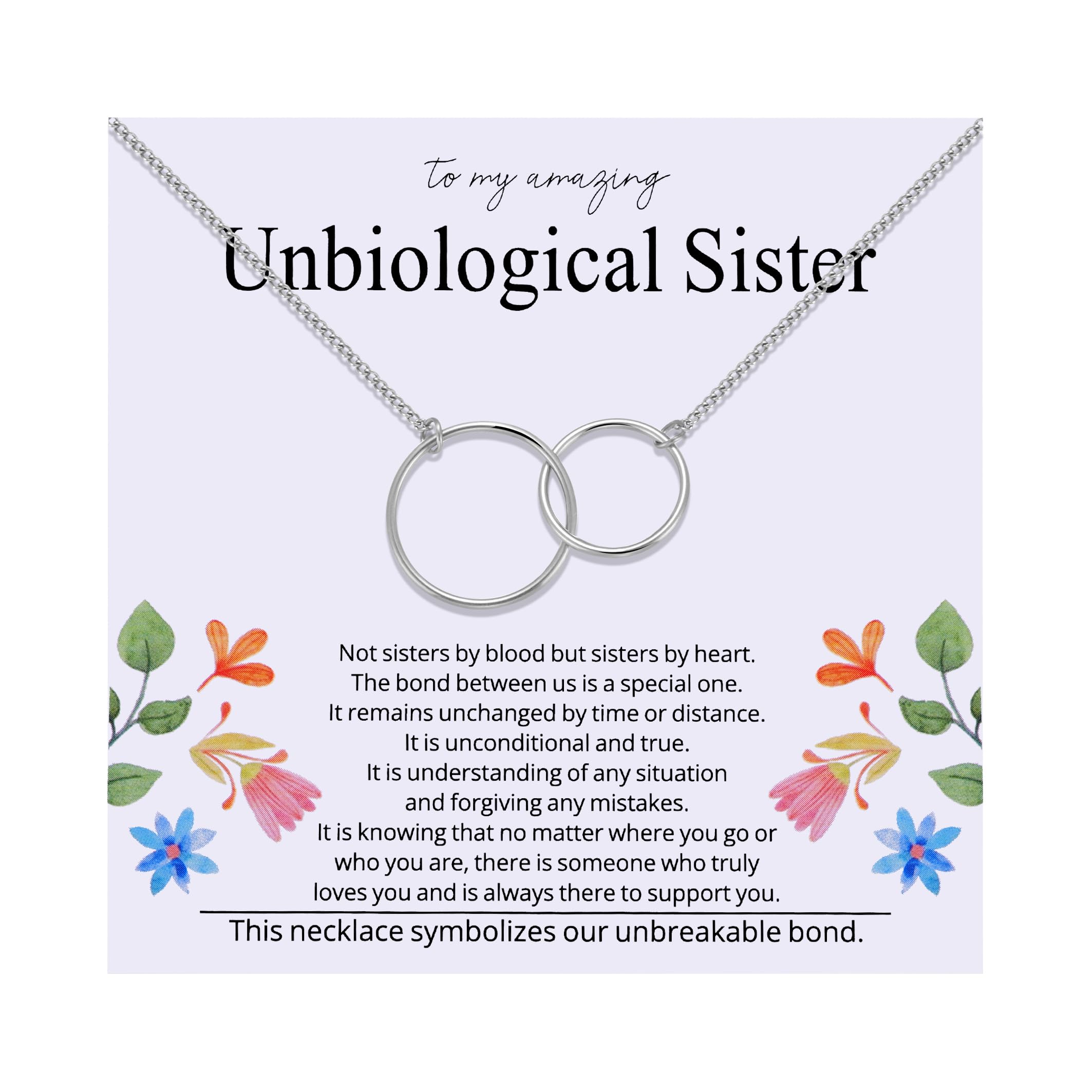 Ukodnus Unbiological Sister Necklace for Her, Best Friend Gift for Female, Frien