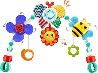 Lynncare Adjustable Arch Bassinet Toys for Infant & Toddlers, Stroller Arch, Baby Crib Toys with Fascinating Hanging for Stimulating Baby’s Senses and Developing Motor Skills