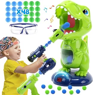 EagleStone Movable Dinosaur Shooting Toys for Kids,Target Shooting Games | with 2 Air Pump Guns, Party Toys with Score Record, LED & Sound Electronic Target Practice Toys Gift for Boys and Girls