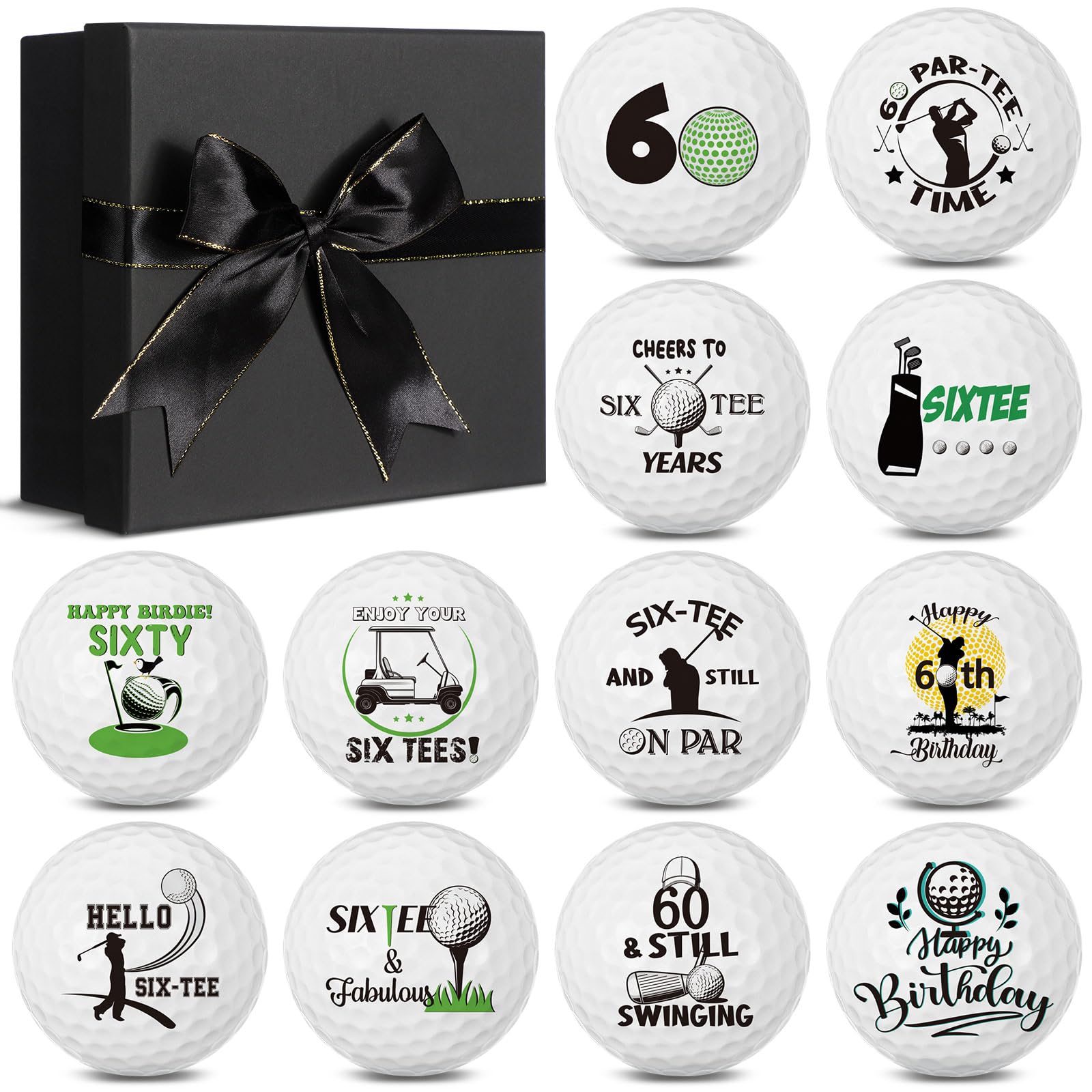 12 Pcs Happy Birthday Golf Ball Funny Christmas Novelty Gift for Dad Mom