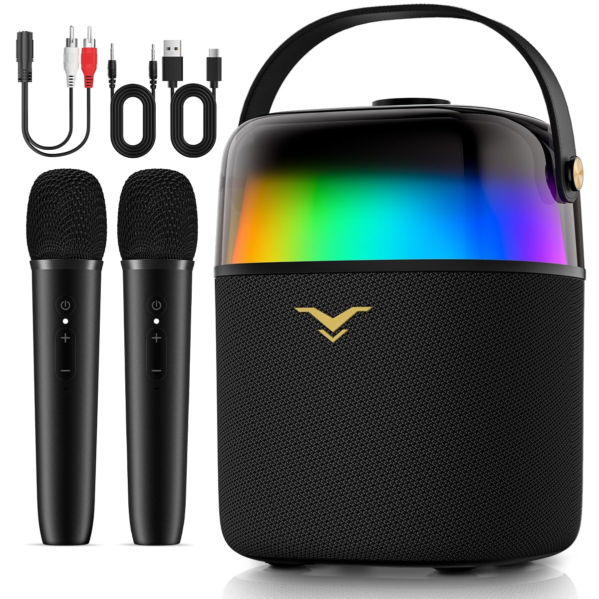 StageSound Karaoke Machine for Adults Kids, Portable Bluetooth Speaker with 2 Wi