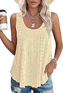 VUTRU Canotte da donna senza maniche con occhielli allentati casual estivi fluidi collo quadrato vestiti per vacanze in spiaggia 2025