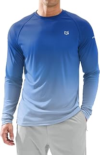 Men's Sun Protection Swim Long Sleeve UPF 50+ Rash Guard Lightweight Shirts | Breathable, Quick-dry, Stretch, SPF, UV, Workout, Hiking, Fishing, Athletic, Running, Thumb Hole, Reflective Design Shirt