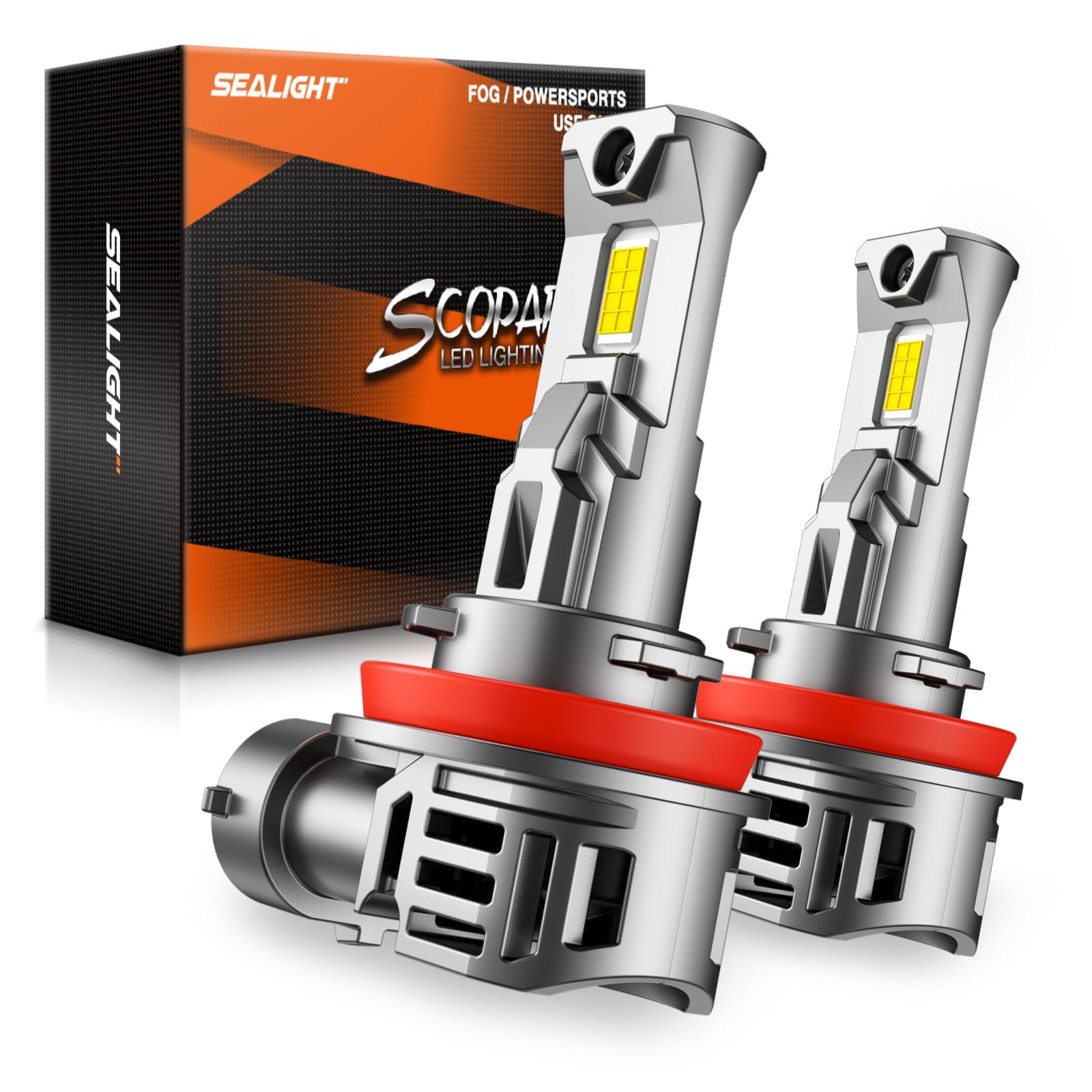 SEALIGHT H11/H9/H16 Bulbs, 50000LM 6500K Cool White H8 Fog Bulbs, 1:1 Mini Size,