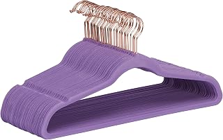 Amazon Basics Velvet Non-Slip Suit Clothes Hangers, Purple/Rose Gold – Pack of 30