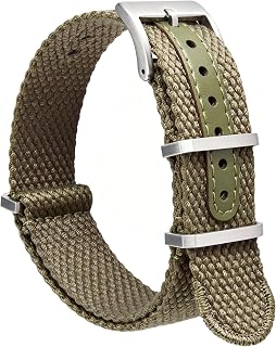 BINLUN Nylon Watch Strap 18mm 20mm 22mm 24mm Breathable One-Piece Extra Long Canvas Watch Straps Military Cotton-linen Replacement Watch Bands with Stainless Steel Buckle