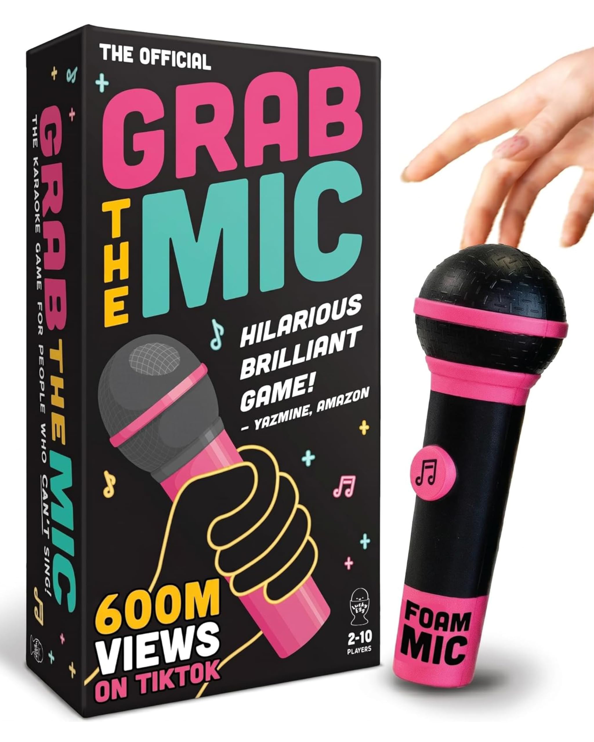 Grab The Mic - Award Winning Karaoke Party Game for Bad Singers w Foam Mic | 120