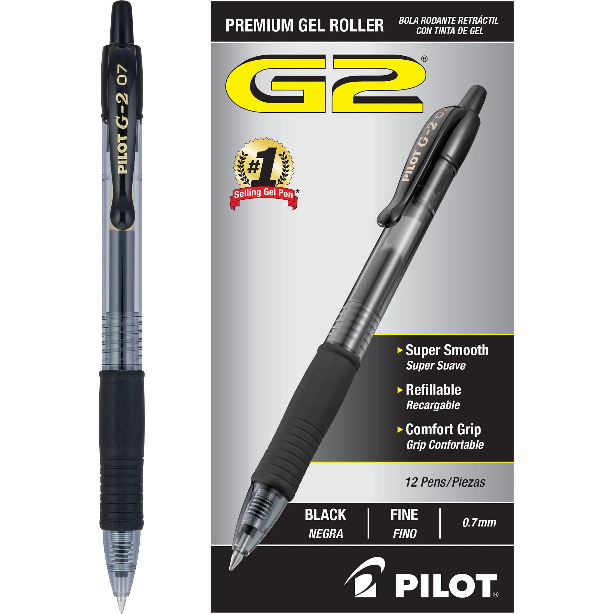 PILOT G2 Premium Gel Pens, Fine Point 0.7mm, Black Ink, 12-Pack | G2 pilot pens,