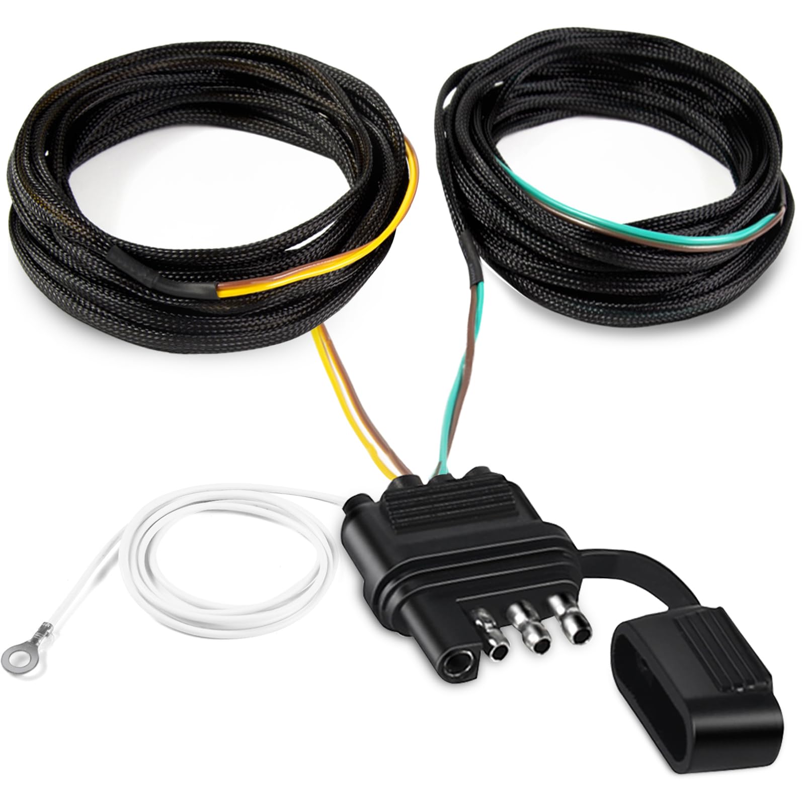 ATQYZLM 22FT 4 Pin 5 Wire Trailer Wiring Harness with Nylon Net Tube Guard | Uti