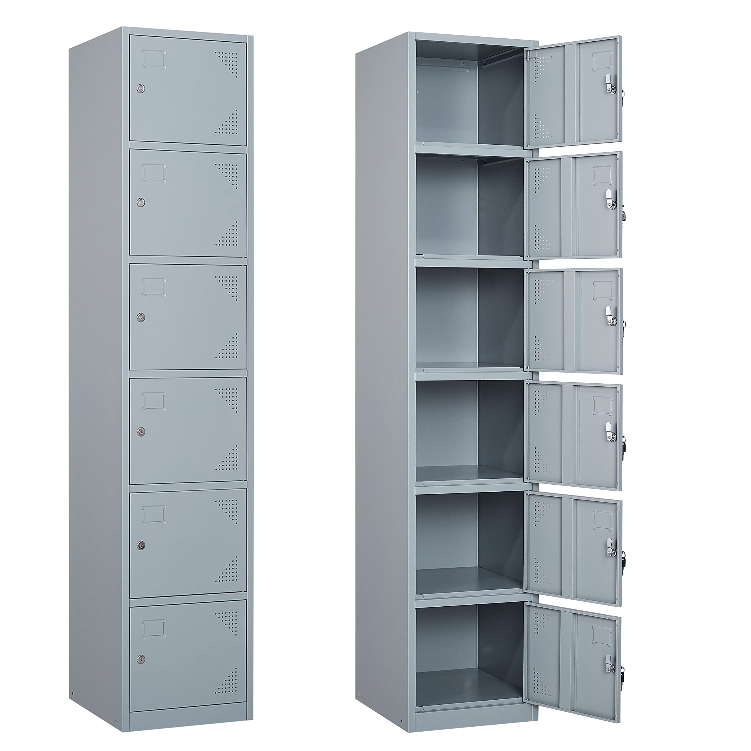 Yizosh Metal Locker with 6 Doors, Tall Steel Storage Lockers for Employees - 71"