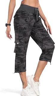 JINSHI Women's Summer Cargo Trousers 3/4 Trousers Capri Trousers Hiking