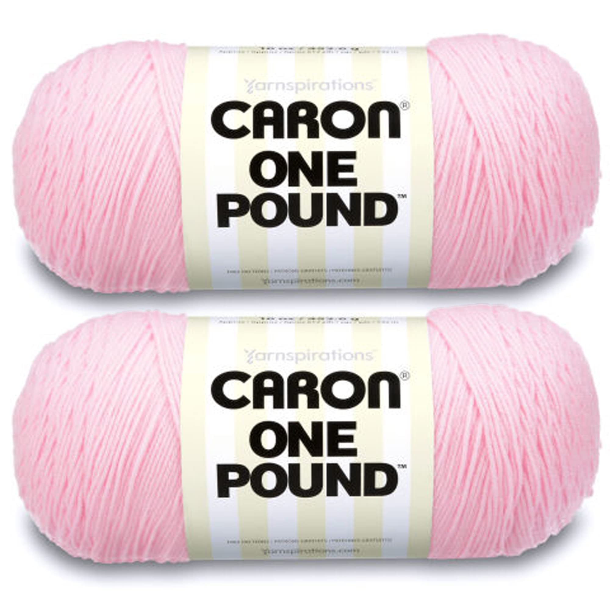 Caron One Pound Soft Yarn for Crocheting & Knitting, Soft Pink, 2-Pack | #4 Wors