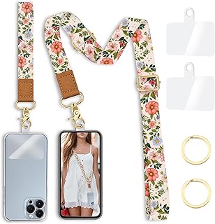 Yonlevres Phone Lanyard Crossbody Strap Wrist Neck Adjustable Women Flower | Cell Phone Lanyard for Travel Cruise Daily, Hands-free, Fit Keys ID Badge, for Full-coverage Phone Case, Accessories, Gifts