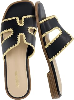 CUSHIONAIRE Voyage Cutout Strap Slides for Women, Slip On Summer Flats, Fashion Footwear, Comfortable Holiday Style Sandals for Women 2025