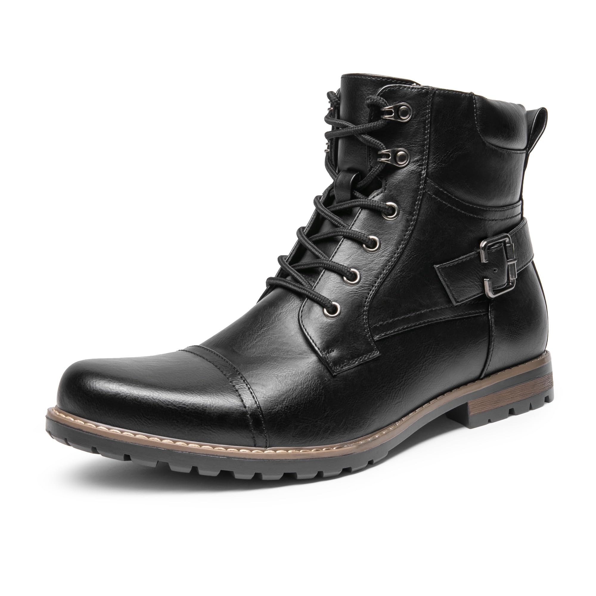 Bruno Marc Motorcycle Combat Boots with Zipper for Men