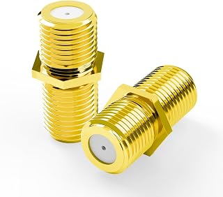 VCE F-Type RG6 Coaxial Connector, Female to Female, Golden Plated, 2 Pack | 2-Pack RG6 Coaxial Cable Extenders | F-Type Gold-Plated for Enhanced Signal | Compatible with TV Cables