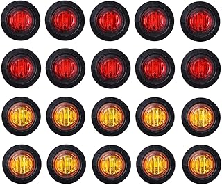 TMH 3/4 Inch Mount 10 pcs Amber + 10 pcs Red LED Clearance Bullet Side LED Marker Lights for Trailer Truck RV Car Bus Van (Pack of 20)