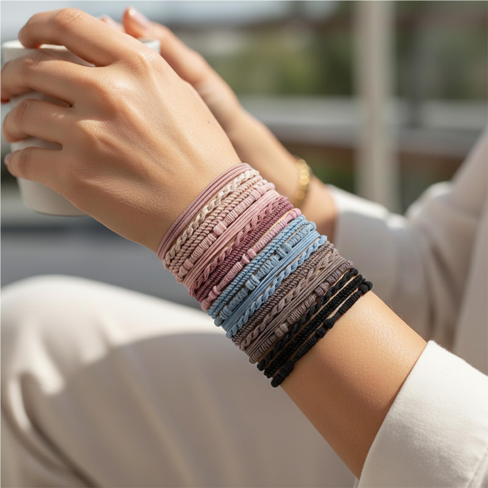 Boho Hair Ties, 20 PCS No-Damage Soft Elastic Hair Bands for Thick or Thin Hair,