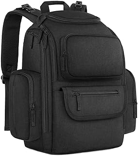 Mancro Travel Diaper Bag Backpack with 2 Insulated Bottle Pockets, Black | Stroller straps, wide opening and organized compartments keep diapers, wipes, clothing and snacks easy to reach.