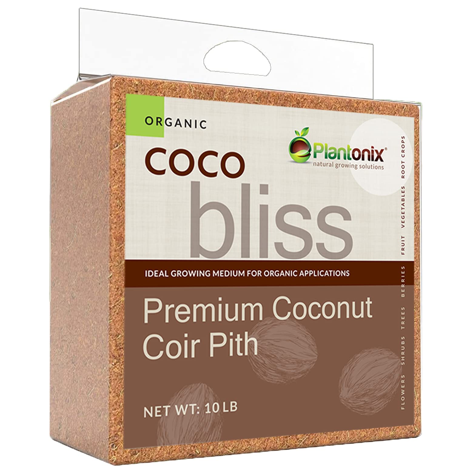 Coco Bliss (10lbs) - Organic Coco Coir for Plants - OMRI-Listed Coco Coir Brick 