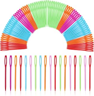 100 Pcs Plastic Needles for Yarn, 2.7inch Large Eye Plastic Sewing Needles | 7cm Learning Needles, Large Eyes Needles, for Crochet and Sewing, Safety Plastic Lacing Needles for DIY Handmade Crafts