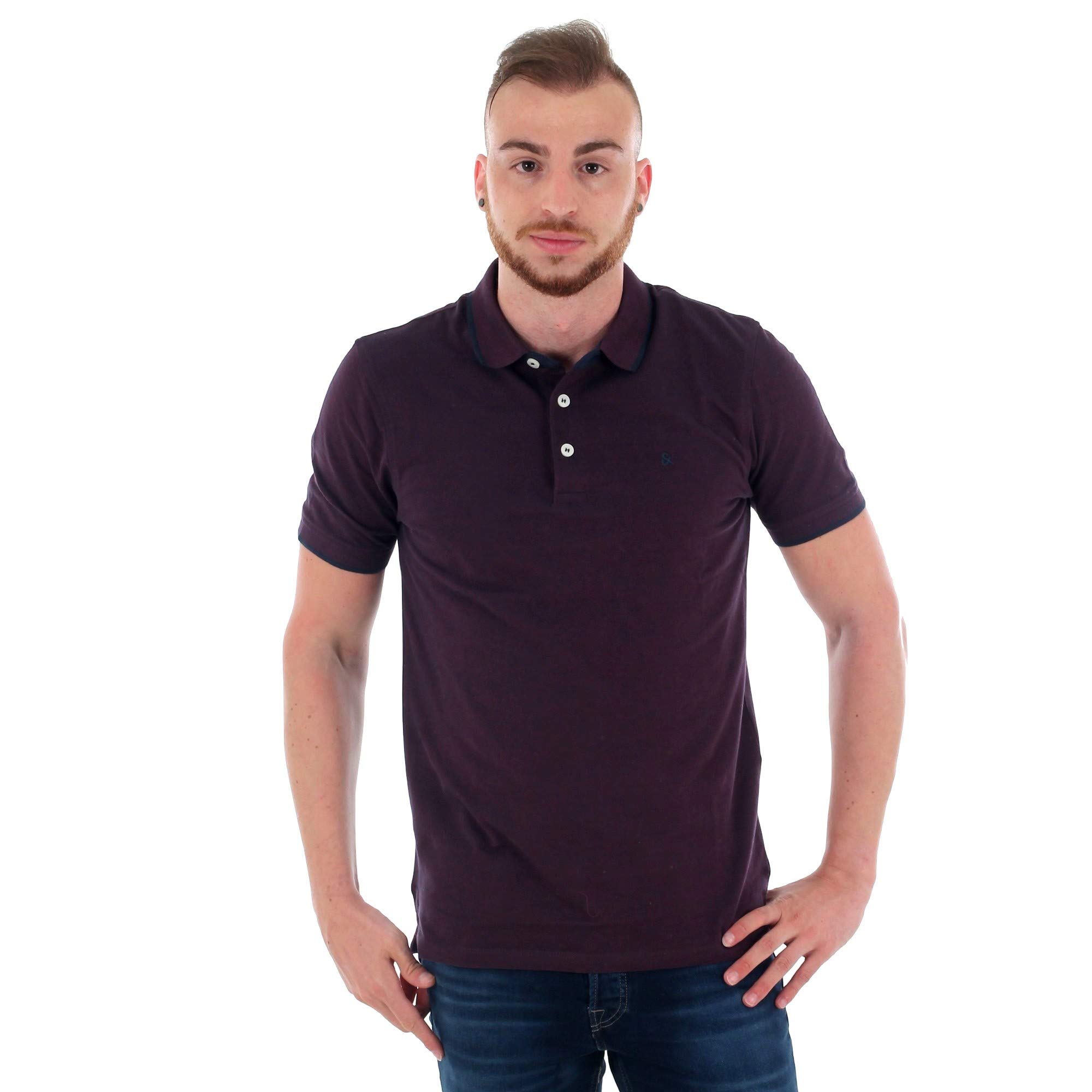 JACK & JONES Mens Paulos Tipped Pique Short Sleeve Polo