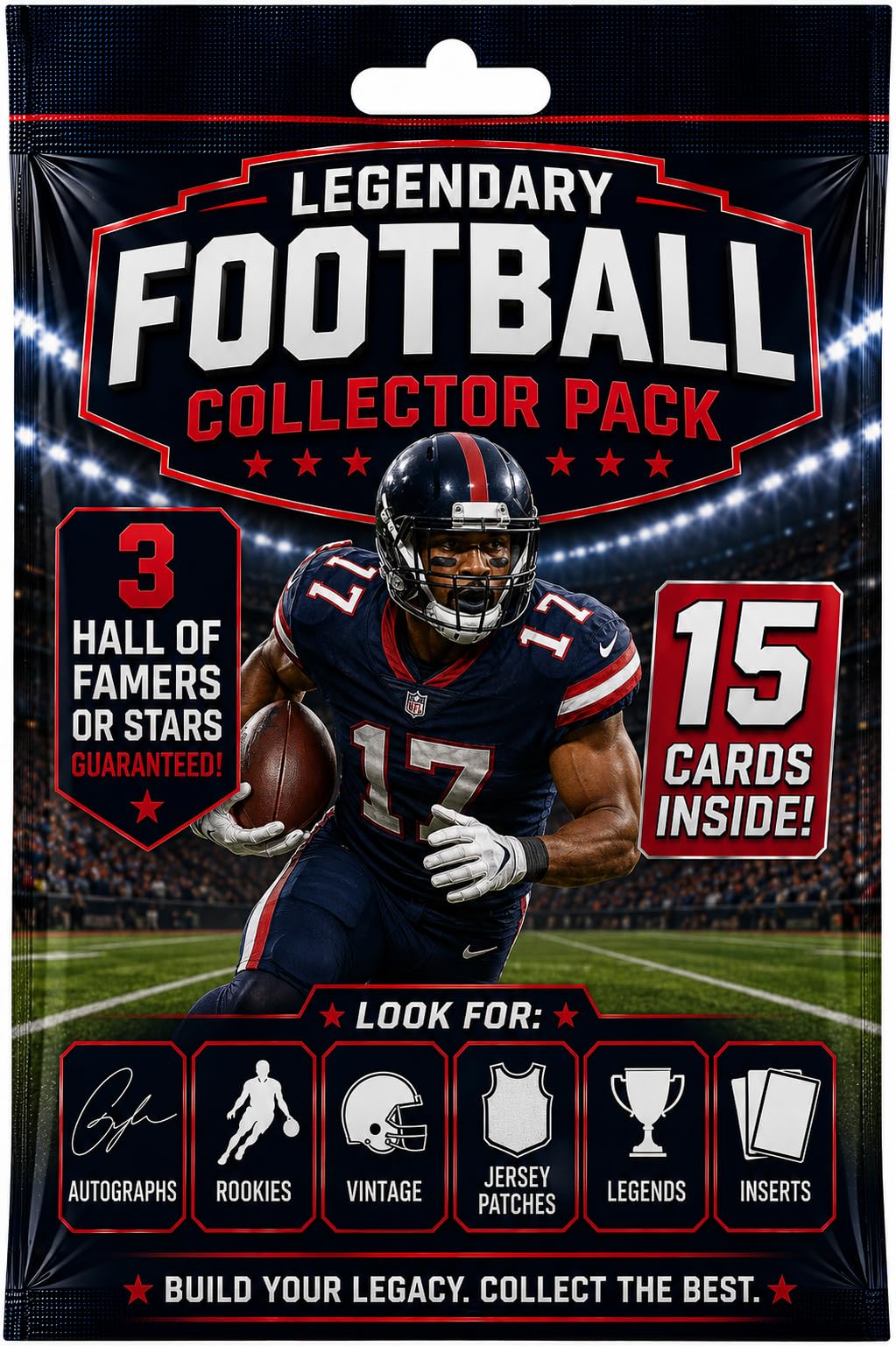 Football Card Legends Pack – 15 Cards Inside | 3 Guaranteed Hall of Famers or St