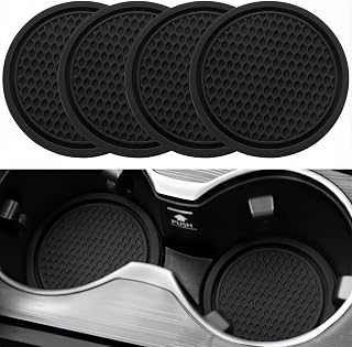 SINGARO Car Cup Coaster, 4PCS Universal Non-Slip Cup Holders Embedded in Ornaments Coaster, Car Interior Accessories, Black