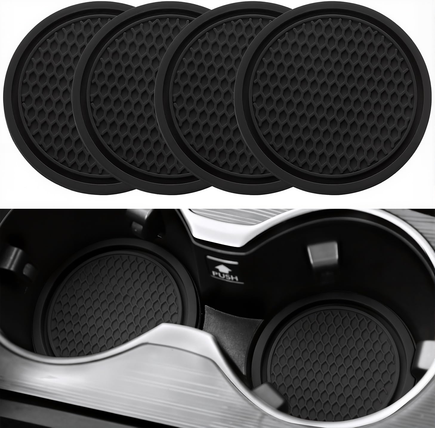 SINGARO Car Cup Coaster, 4PCS Universal Non-Slip Cup Holders Embedded in Ornamen