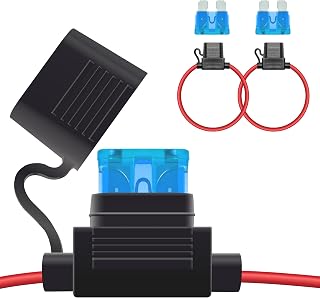 ecocstm 2 PCS Inline Fuse Holders 12V, 16 AWG Car Gauge Inline Fuses, | Waterproof Fuse Holder with 15A ATC/ATO Standard Blade Fuses for Automotive, Marine, Golf Cart Lighting, Electrical Circuits