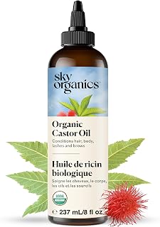 Sky Organics Organic Castor Oil 8oz, Pure, Cold Pressed and Hexane Free