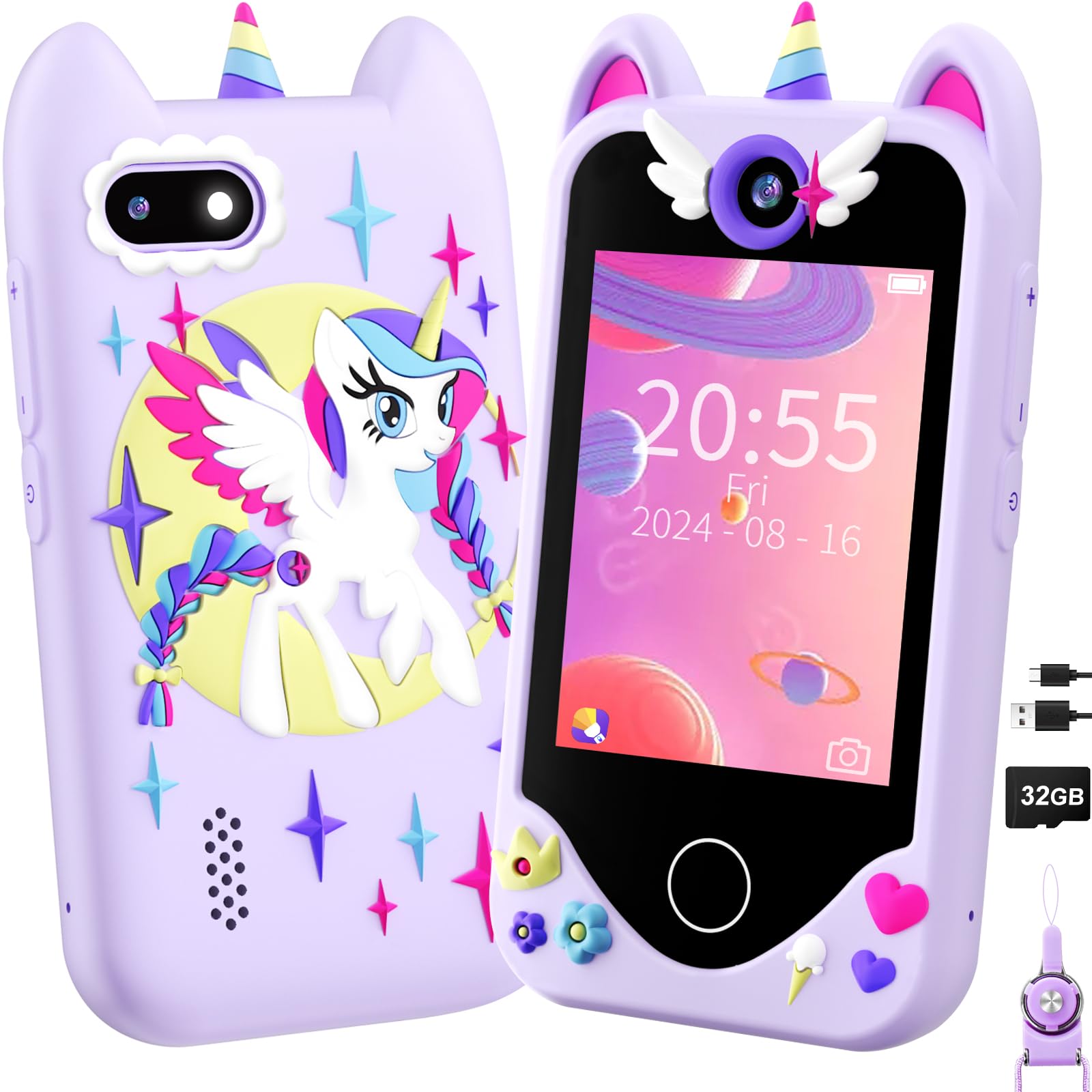 Yosfeng Kids Smart Phone Toy for Girls Ages 3-8, Touchscreen Toy Phone with Dual