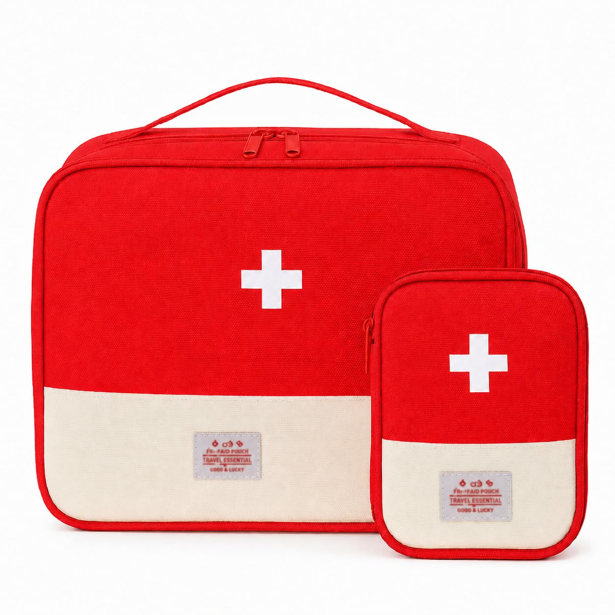 VLYHOLU 2PCS Empty Medicine Bag Set, Water-Resistant First Aid Organize-Red