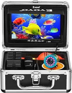 Eyoyo Underwater Fishing Camera 7 inch LCD Monitor Fish Finder 1000TVL | Waterproof Fishing Camera, 12pcs Infrared Lights, 4500mAh 8H Battery, Sun Visor, Portable Case For Lake, Boat, Ice Fishing