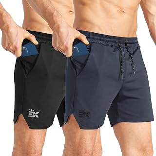 BROKIG Mens Lightweight Gym Shorts 5" Running Athletic Short