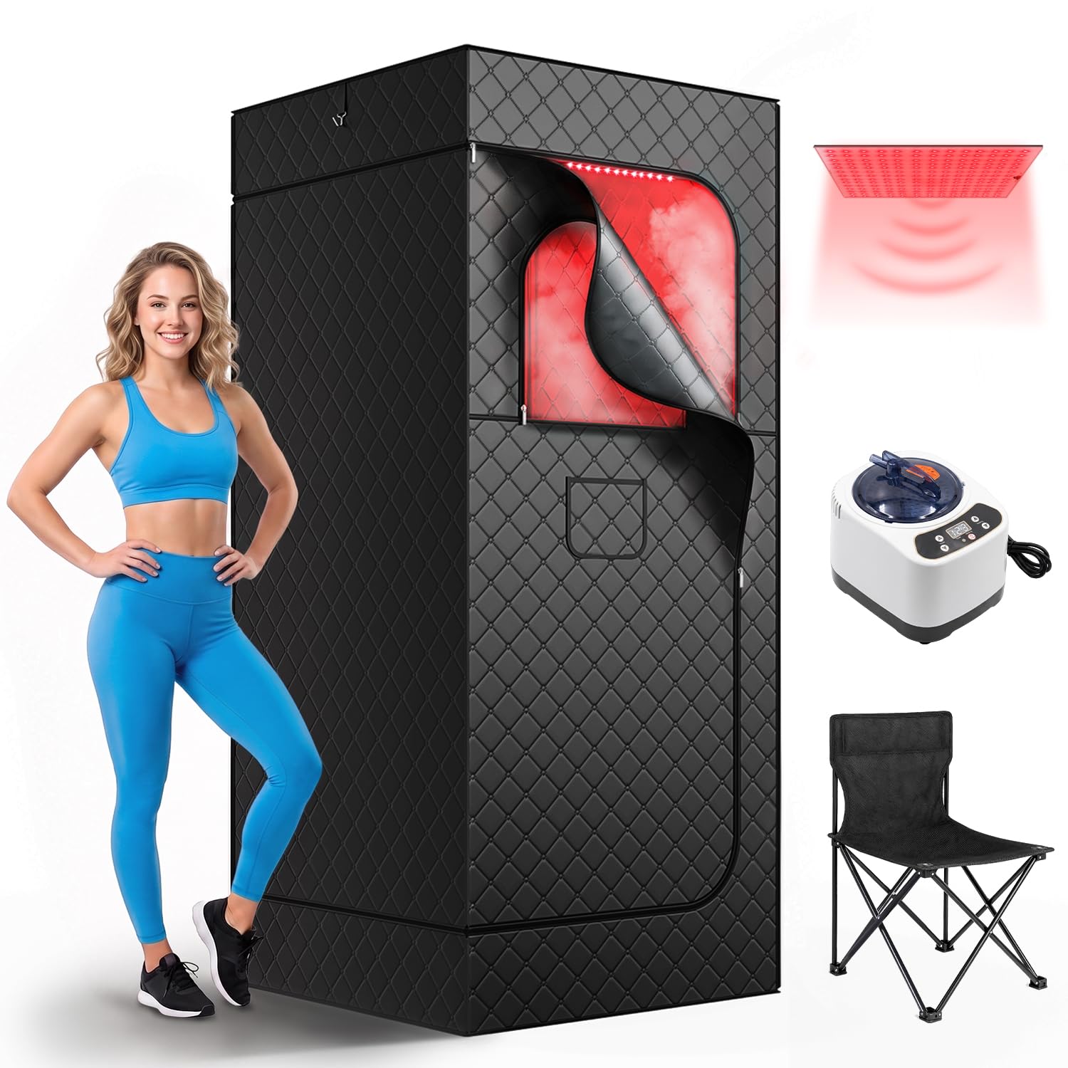 Infrared Sauna Box with 660nm Red Light Therapy & 850nm Infrared Light Panel, 3L