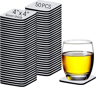 50 PCS Sublimation Blank Cup Coasters Bulk, 4x4 Inch Square Blank Cup Mat Rubber for Sublimation Transfer Heat Press Printing DIY Crafts