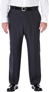 Haggar ECLO Repreve Stria - Flat Front Dress Pant - ECLO Stria Plain Front Dress Pant with Expandable Waist Men